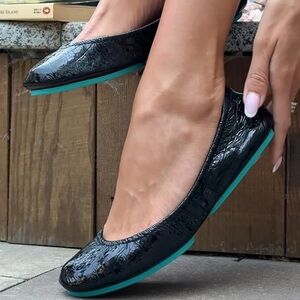 Tieks By Gavrieli Obsidian Black Patent Leather Ballet Flats Womens Size 8